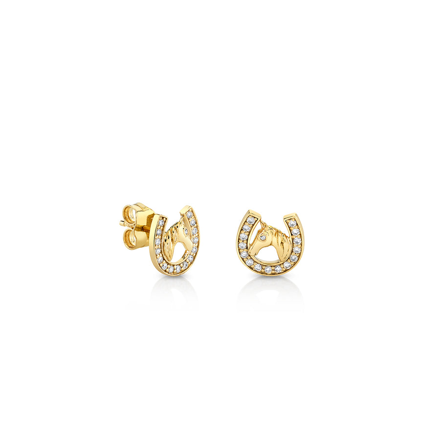 Gold & Diamond Horse Horseshoe Stud - Sydney Evan Fine Jewelry