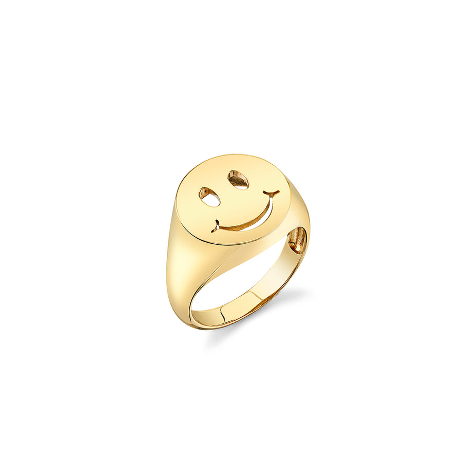 Pure Gold Happy Face Signet Ring - Sydney Evan Fine Jewelry