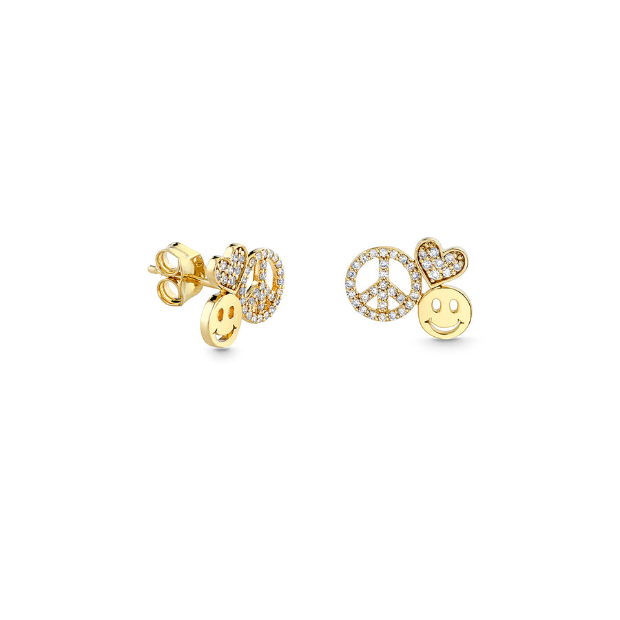 Gold & Diamond Peace, Love & Happiness Stud - Sydney Evan Fine Jewelry