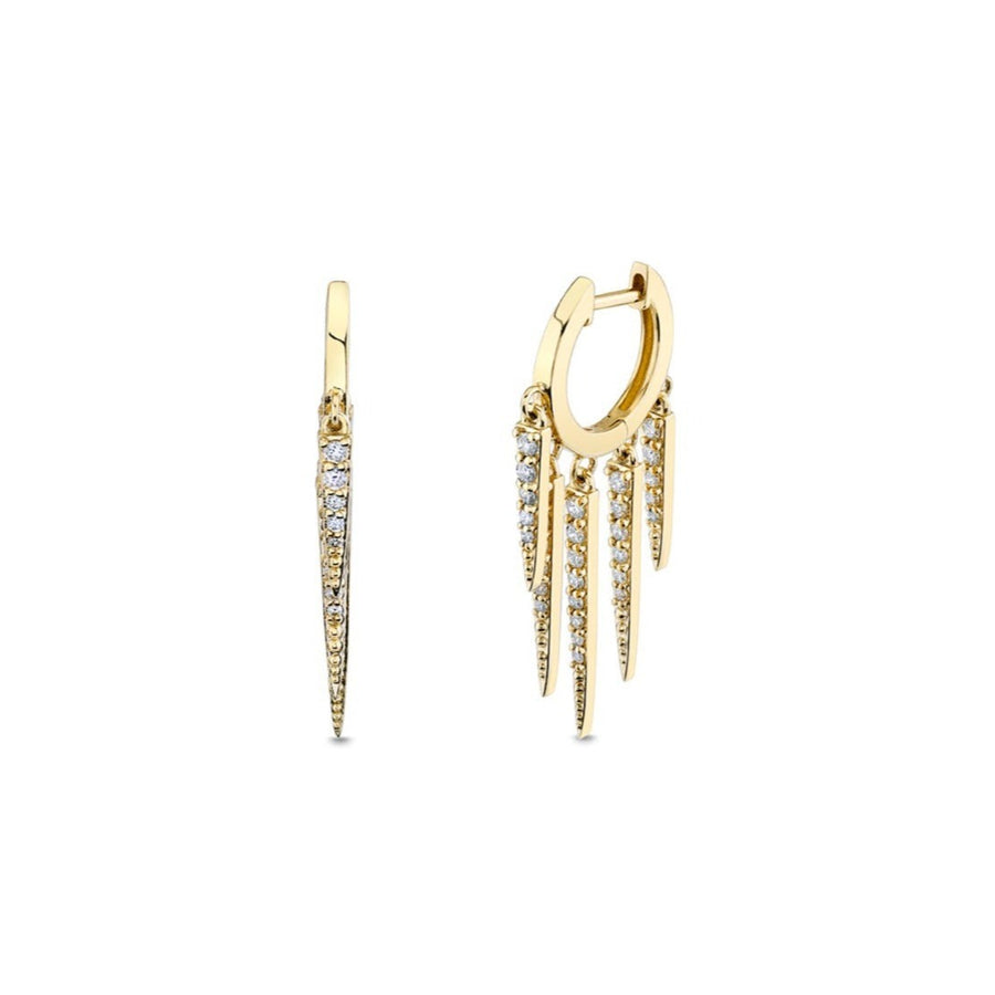 Gold & Diamond Graduated Fringe Huggie Hoops - Sydney Evan Fine Jewelry