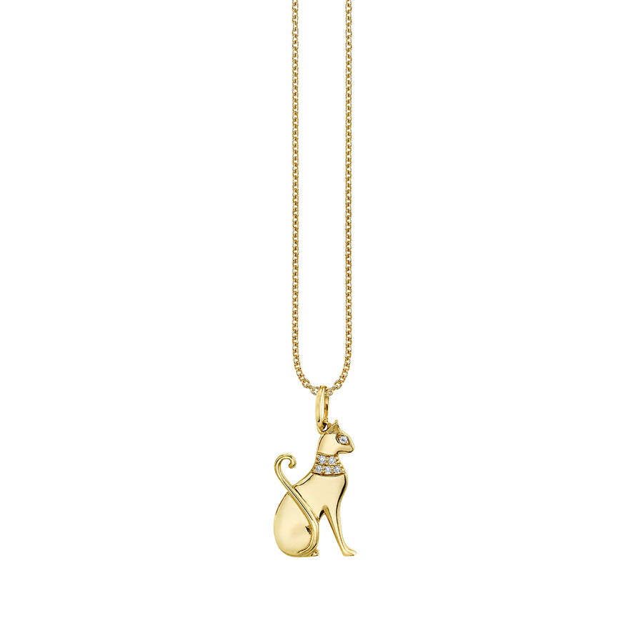 Gold & Diamond Small Egyptian Cat Charm - Sydney Evan Fine Jewelry