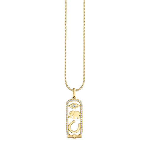Gold & Diamond Luck & Protection Cartouche Charm