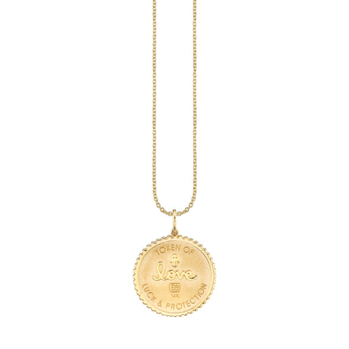 Gold & Diamond Small Luck Coin with Rays Charm
