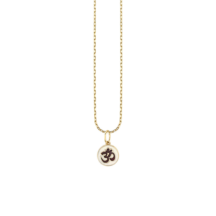 Gold & Enamel Tiny Om Medallion Charm - Sydney Evan Fine Jewelry