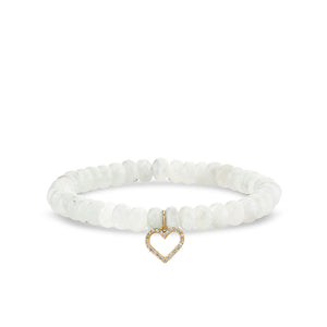 Gold & Diamond Heart on Rainbow Moonstone - Sydney Evan Fine Jewelry