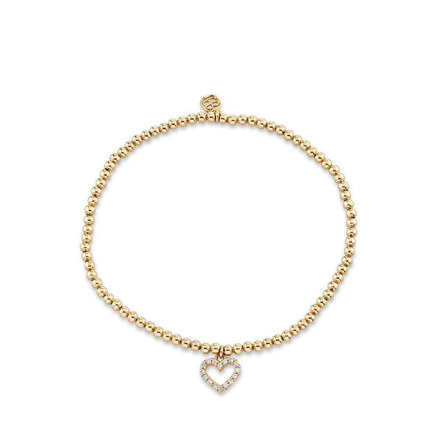 Kids Collection Gold & Diamond Heart on Gold Beads - Sydney Evan Fine Jewelry