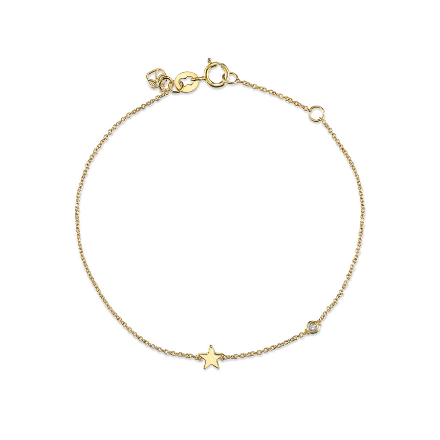 Gold Plated Sterling Silver Star Bracelet with Bezel Set Diamond - Sydney Evan Fine Jewelry