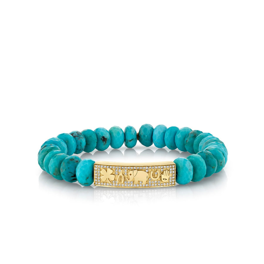 Gold & Diamond Luck Tableau on Turquoise - Sydney Evan Fine Jewelry