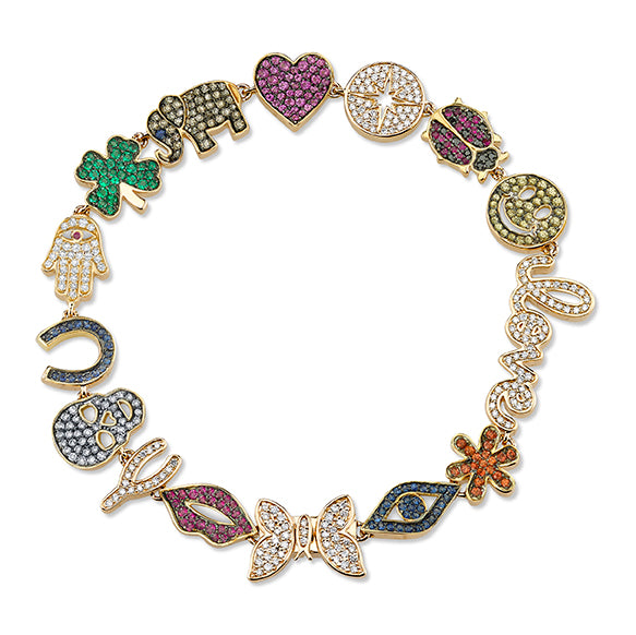 Shop Sydney Evan 14k Gold & Diamond Rainbow Multi-Icon Bracelet
