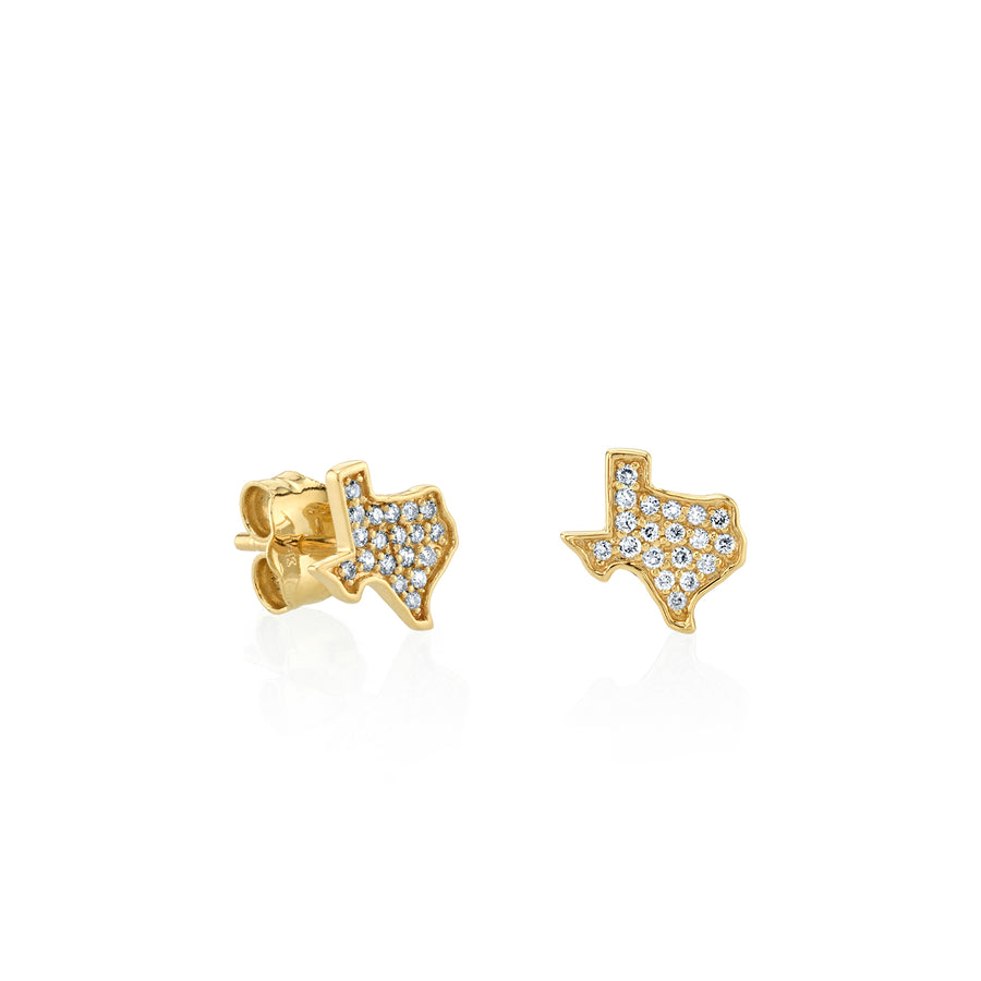 Gold & Diamond Texas State Outline Stud - Sydney Evan Fine Jewelry