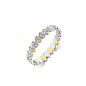 Two Tone & Diamond Heart Eternity Ring - Sydney Evan Fine Jewelry