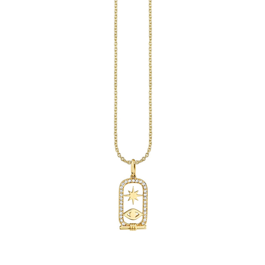 Gold & Diamond Starburst and Evil Eye Cartouche Charm - Sydney Evan Fine Jewelry