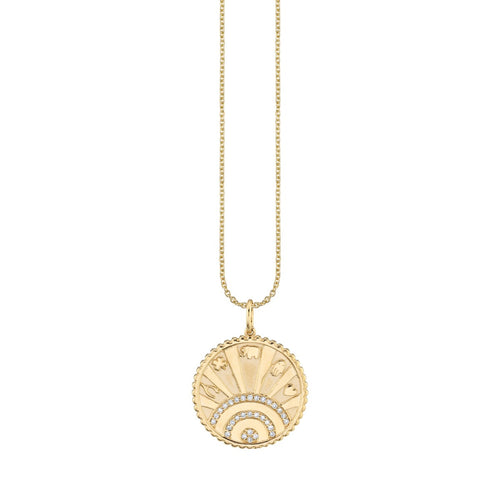 Gold & Diamond Small Luck Coin with Rays Charm