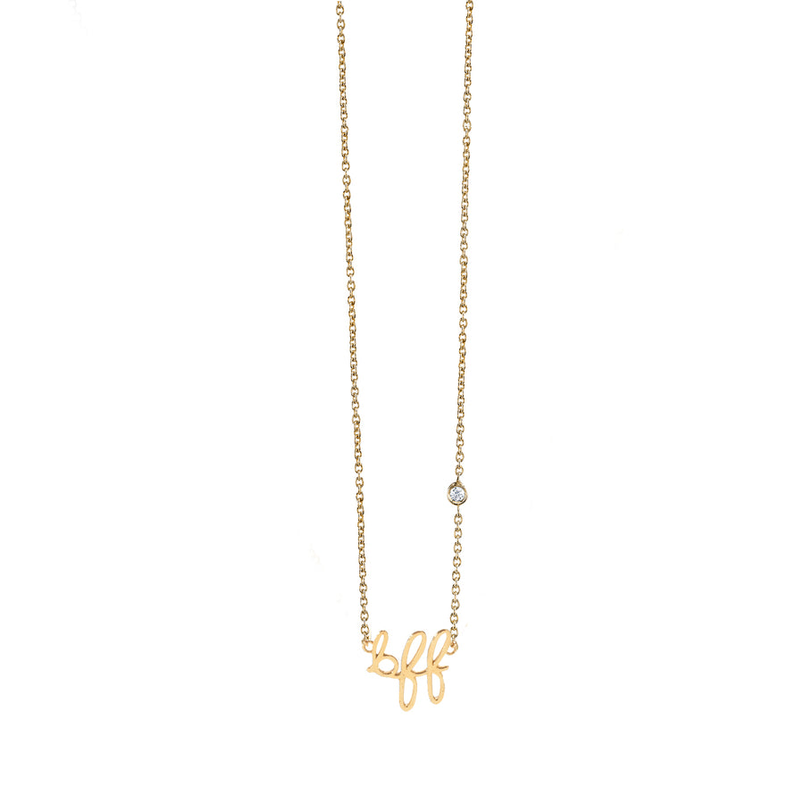 Gold Plated Sterling Silver BFF Necklace with Bezel-Set Diamond - Sydney Evan Fine Jewelry