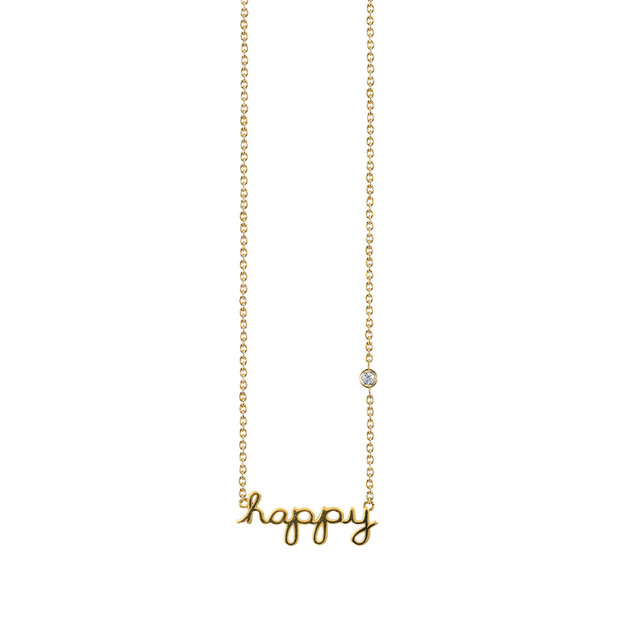 Gold Plated Sterling Silver Happy Necklace with Bezel-Set Diamond - Sydney Evan Fine Jewelry