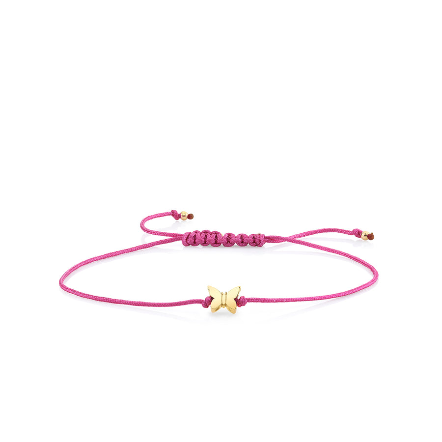 Pure Gold Tiny Butterfly Bead Cord Bracelet - Sydney Evan Fine Jewelry