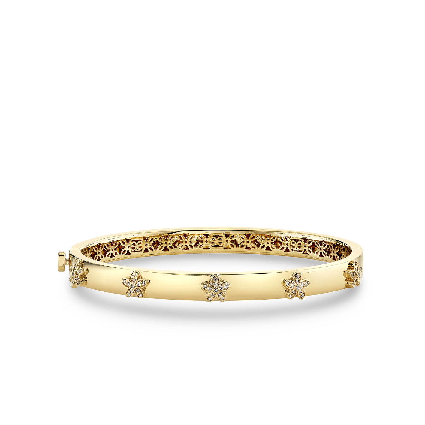 Shop Sydney Evan 14k Gold & Diamond Plumeria Bangle