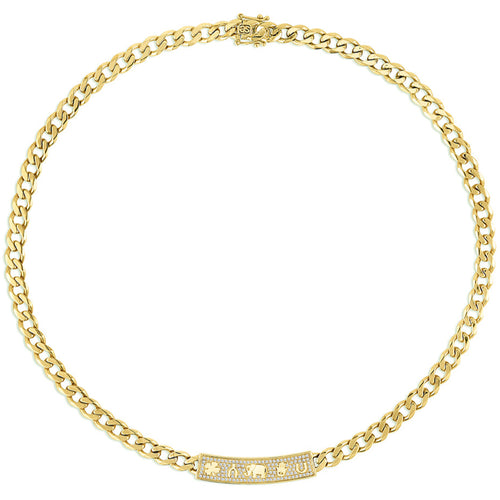 Gold & Diamond Luck Icons Bar Necklace