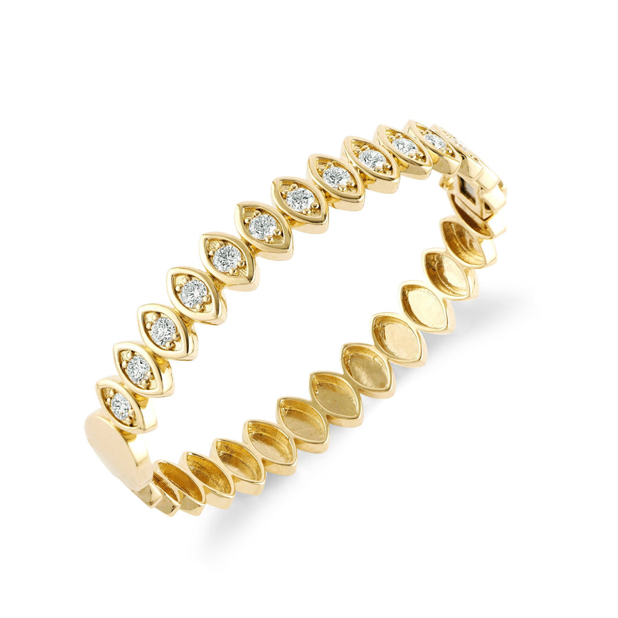 Gold & Diamond Large Marquise Eye Hinge Bangle - Sydney Evan Fine Jewelry