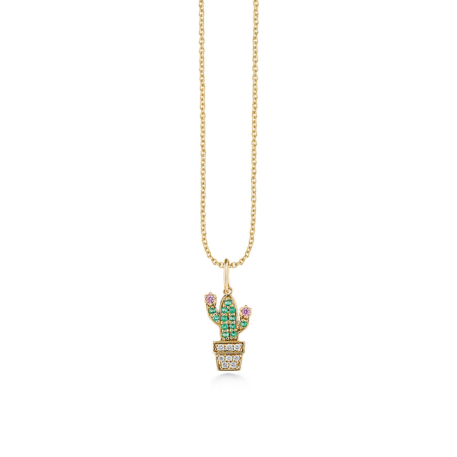 Gold & Diamond Small Potted Cactus Charm - Sydney Evan Fine Jewelry