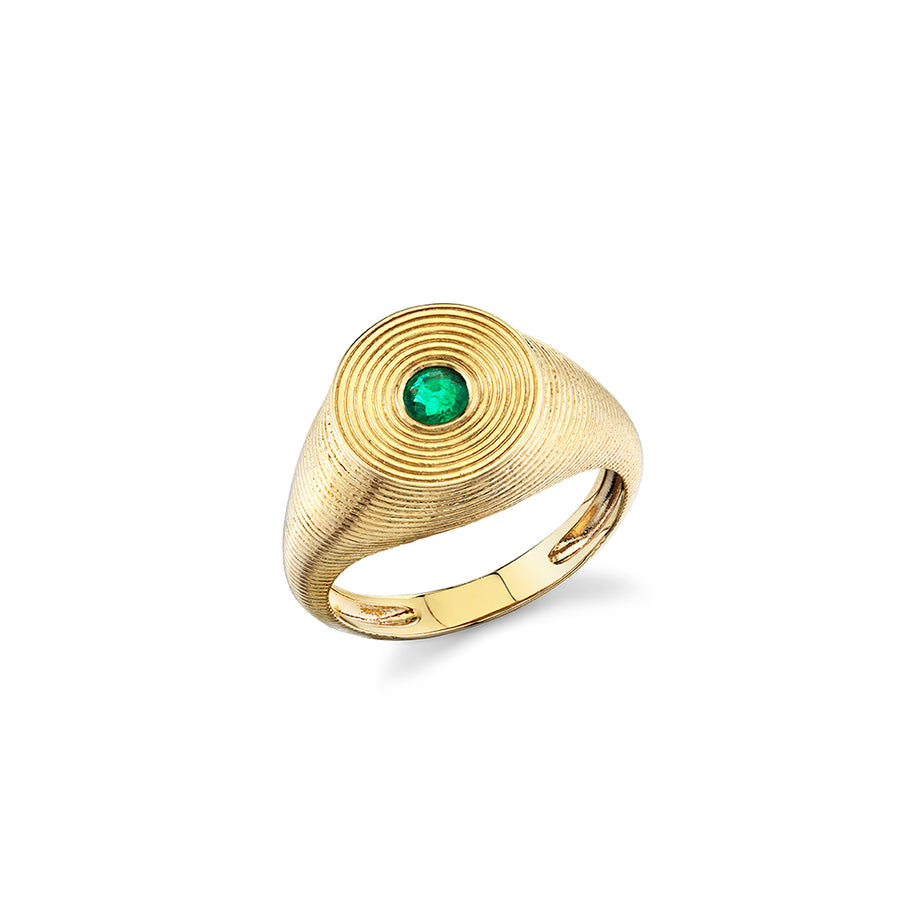 Gold & Emerald Large Fluted Signet Ring - Sydney Evan Fine Jewelry