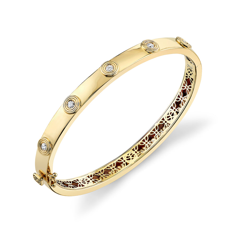 Gold & Diamond Fluted Hinge Bangle - Sydney Evan Fine Jewelry