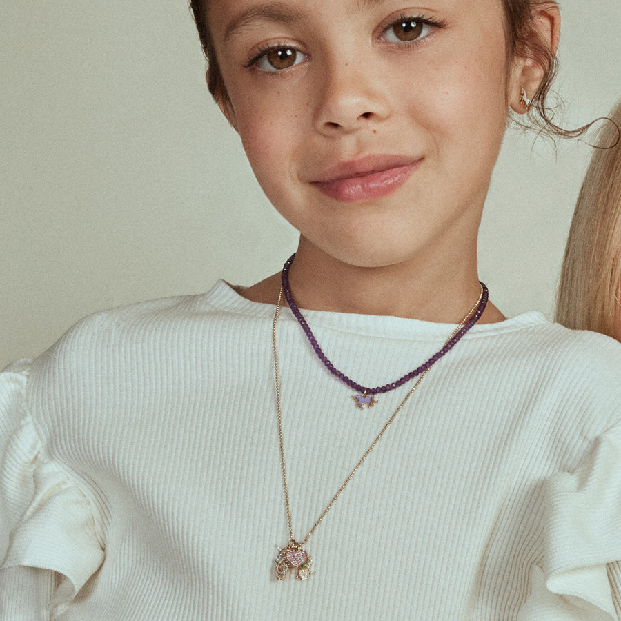 Kids Collection Gold & Enamel Unicorn Amethyst Necklace - Sydney Evan Fine Jewelry