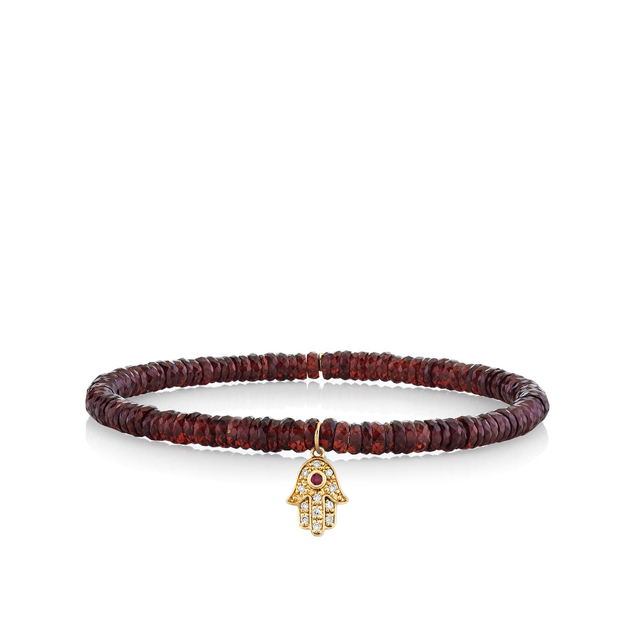 Gold & Diamond Hamsa on Garnet - Sydney Evan Fine Jewelry