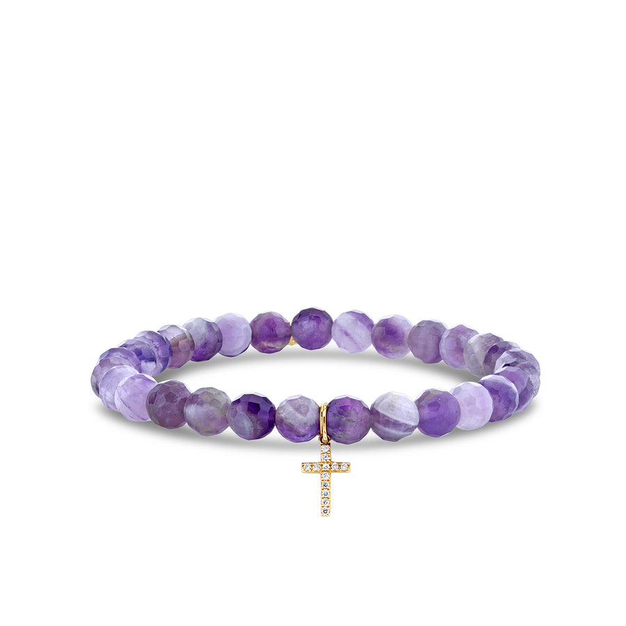 Gold & Diamond Cross on Amethyst - Sydney Evan Fine Jewelry