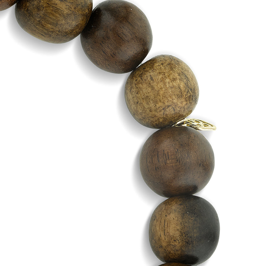 Men's Collection Gold & Diamond Football Bead on Flower Nanmu Wood - Sydney Evan Fine Jewelry