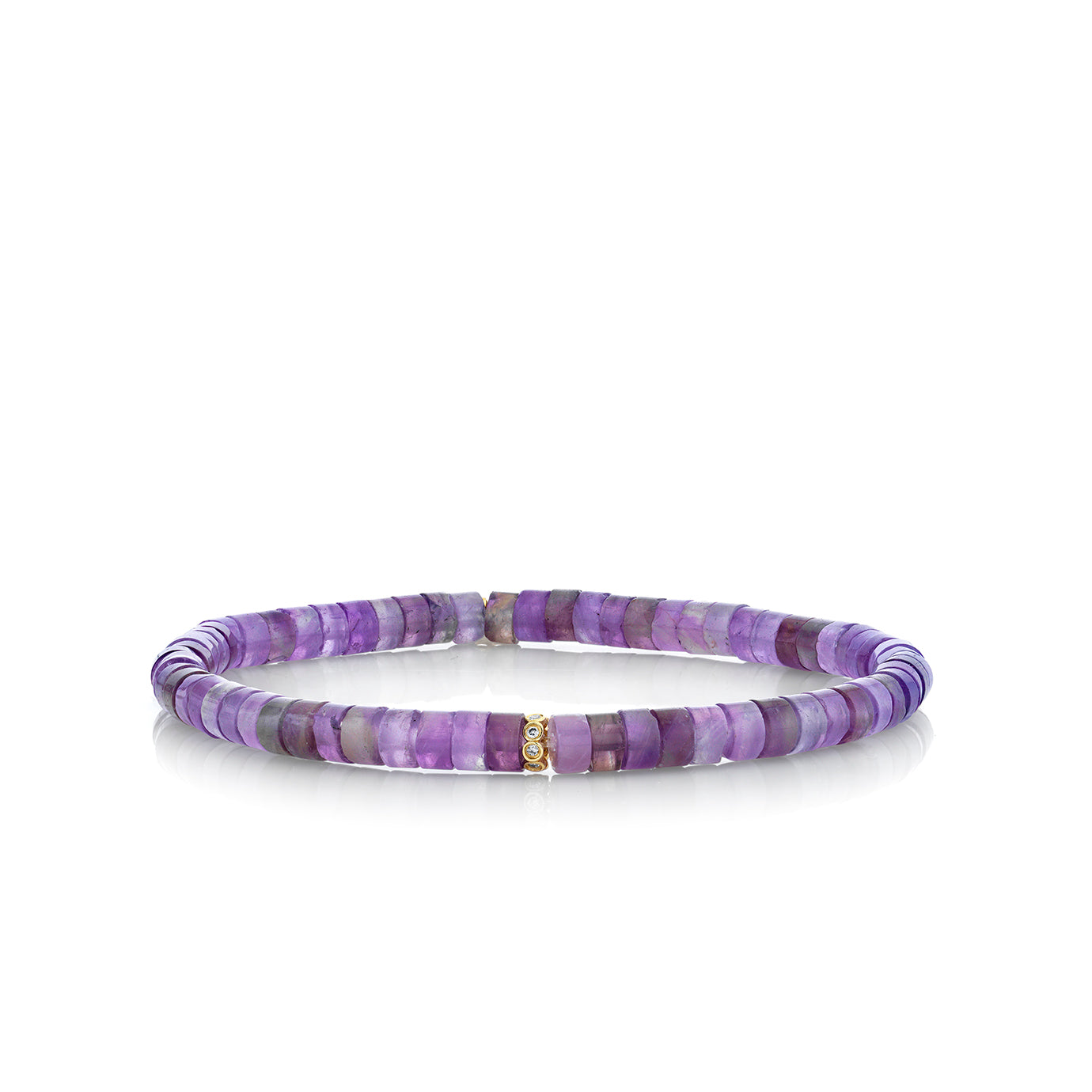 Shop Sydney Evan 14k Gold & Diamond Rondelle on Amethyst Heishi