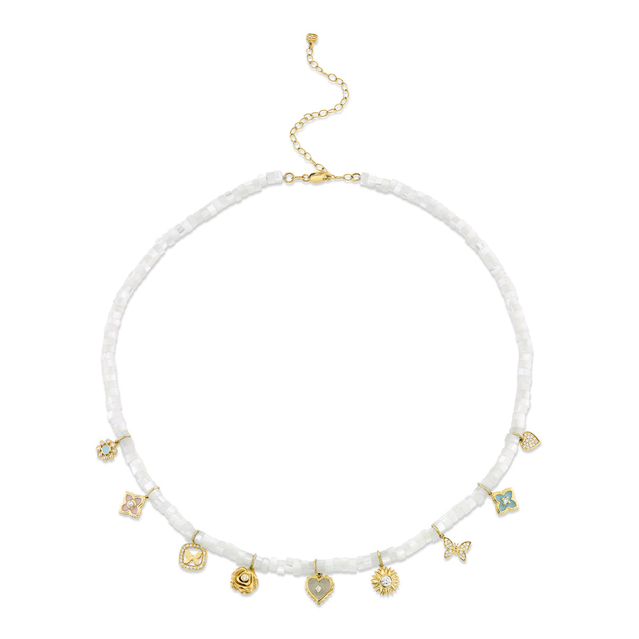 Gold & Diamond Secret Garden Heishi Necklace - Sydney Evan Fine Jewelry