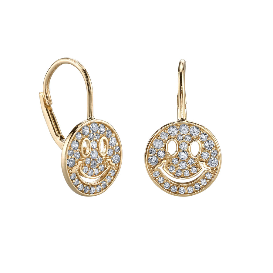 Gold & Diamond Happy Face French Wire Earrings - Sydney Evan Fine Jewelry