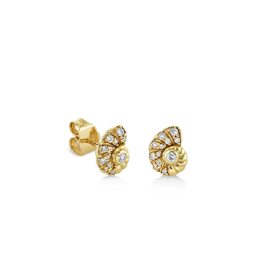 Gold & Diamond Nautilus Shell Stud - Sydney Evan Fine Jewelry