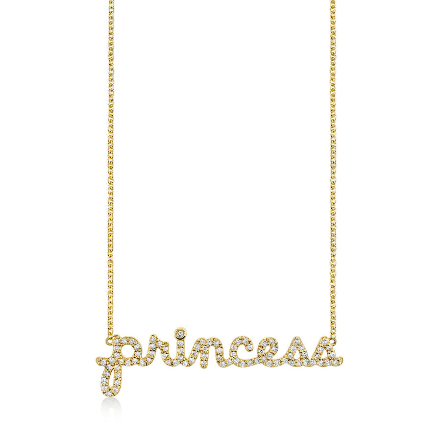 Kids Collection Gold & Diamond Princess Script Necklace - Sydney Evan Fine Jewelry
