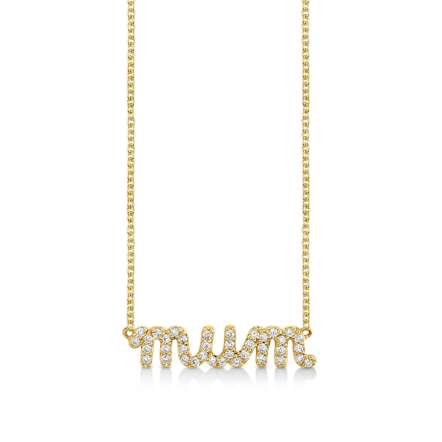 Gold & Diamond Mum Script Necklace - Sydney Evan Fine Jewelry