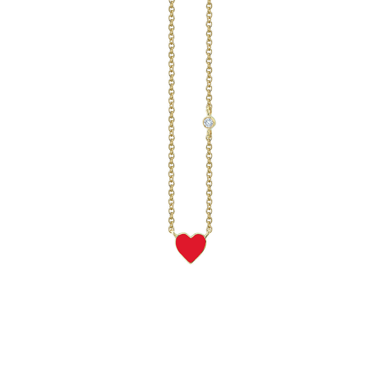Sydney Evan Women s 14K Yellow Gold Diamond Enamel Mini Heart Pendant Necklace
