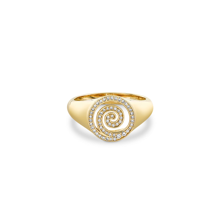 Gold & Diamond Spiral Signet Ring - Sydney Evan Fine Jewelry