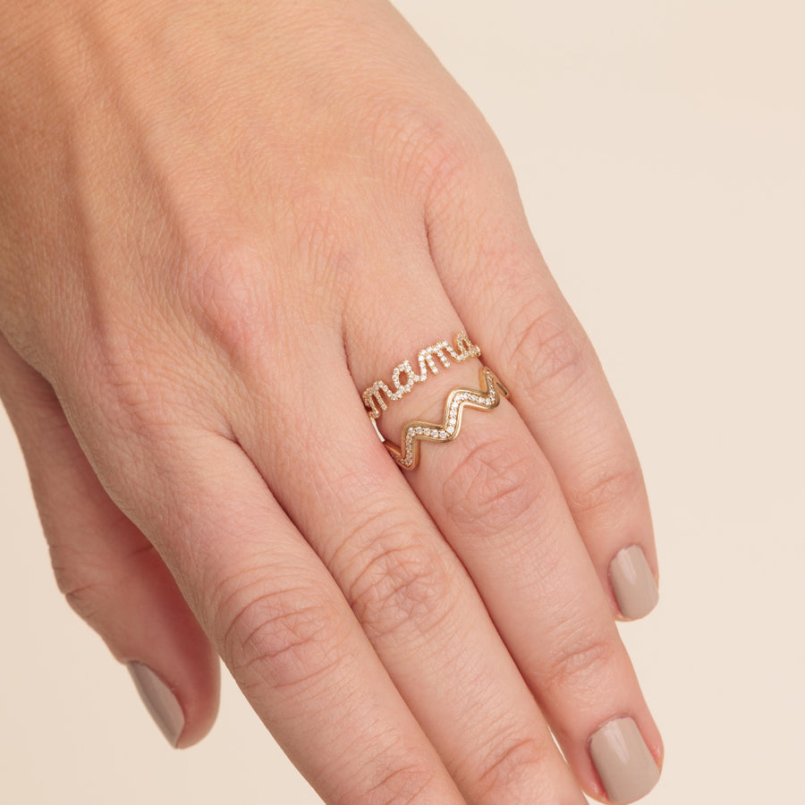 Gold & Diamond Wavy Ring - Sydney Evan Fine Jewelry