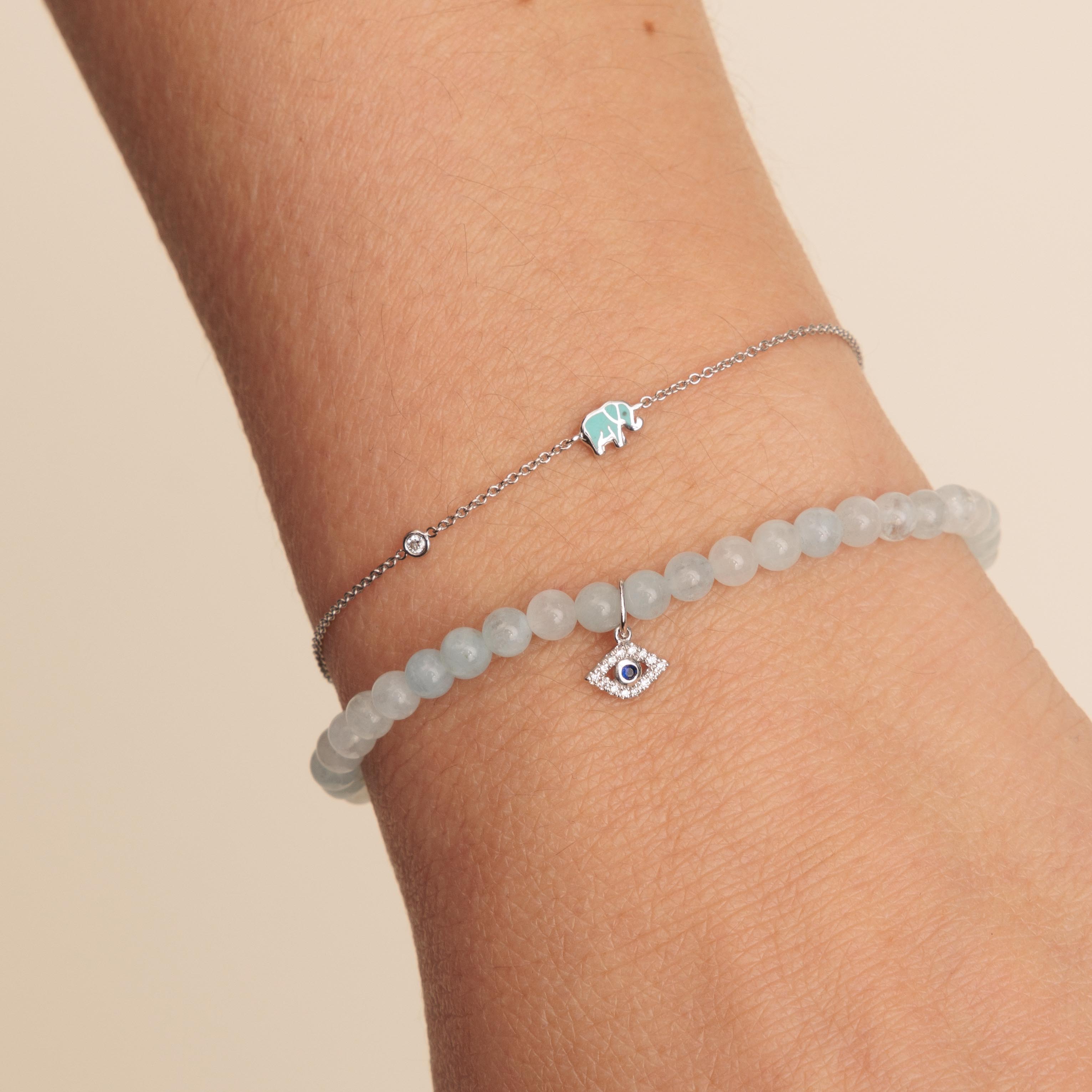 Shop Sydney Evan 14kGold Turquoise Mini Enamel Elephant Bracelet