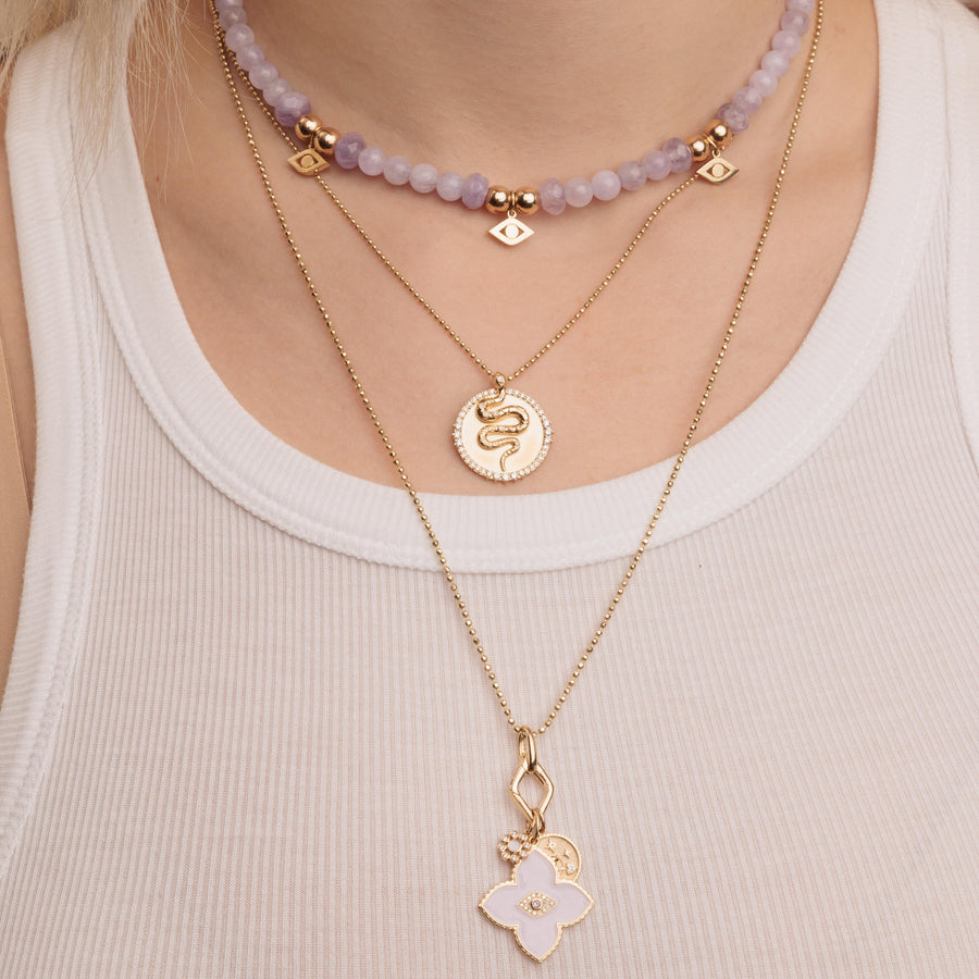 Gold & Diamond Moroccan Flower Cupid Necklace - Sydney Evan Fine Jewelry