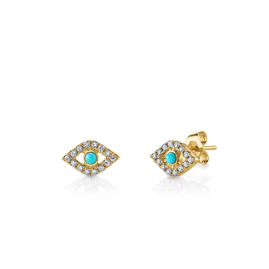 Gold & Diamond Large Bezel Evil Eye Stud - Sydney Evan Fine Jewelry