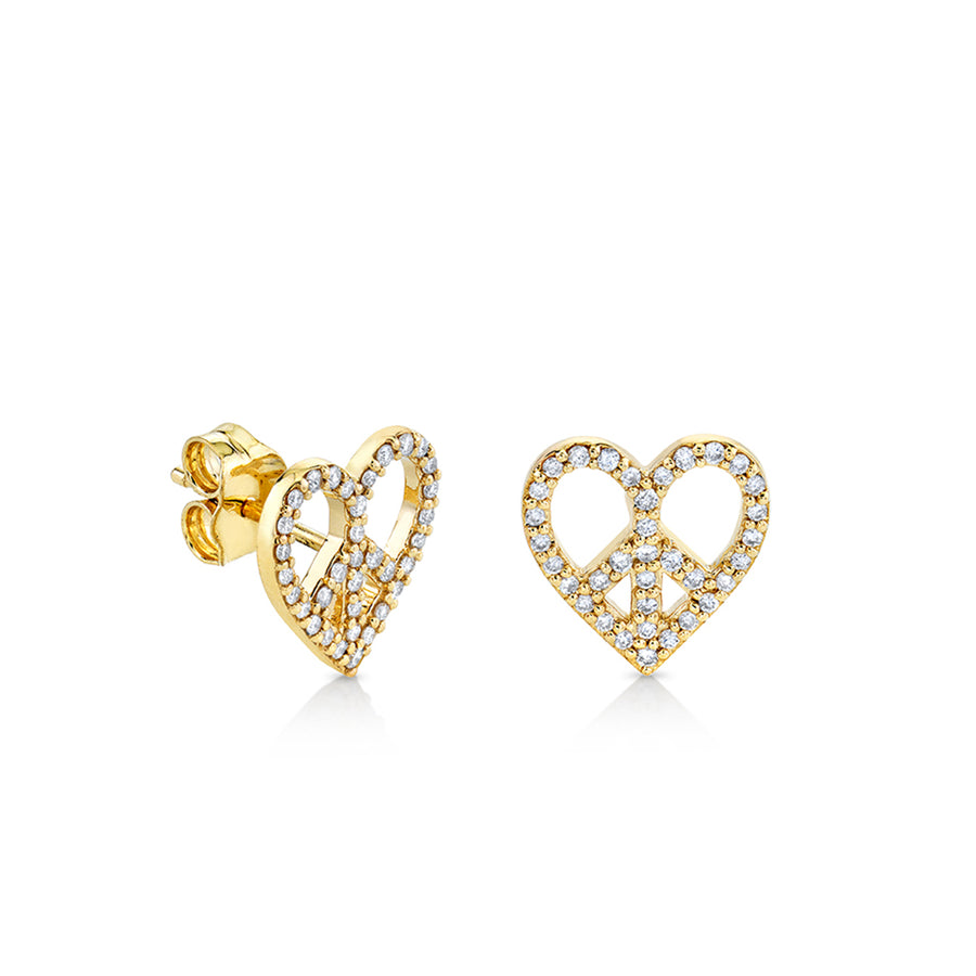 Gold & Diamond Peace Heart Stud - Sydney Evan Fine Jewelry