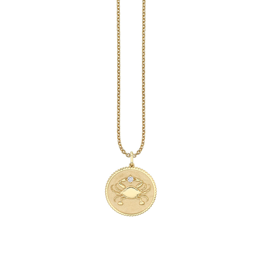 Gold & Diamond Large Cancer Zodiac Medallion - Sydney Evan Fine Jewelry