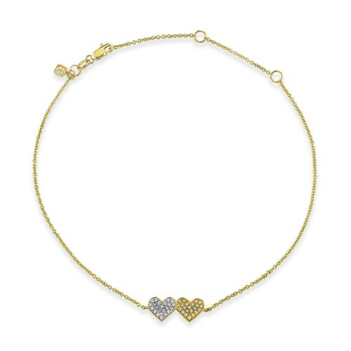 Double heart ankle bracelet deals