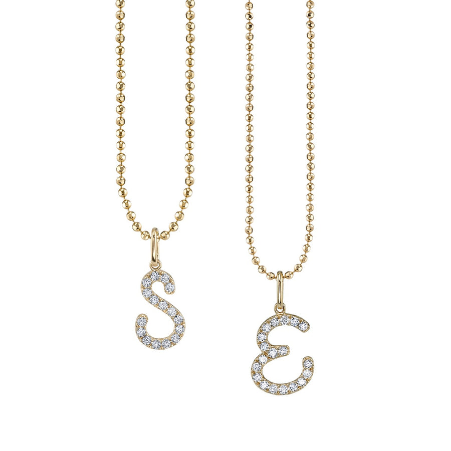 Gold & Diamond Large Initial Charm Necklace - Sydney Evan Fine Jewelry