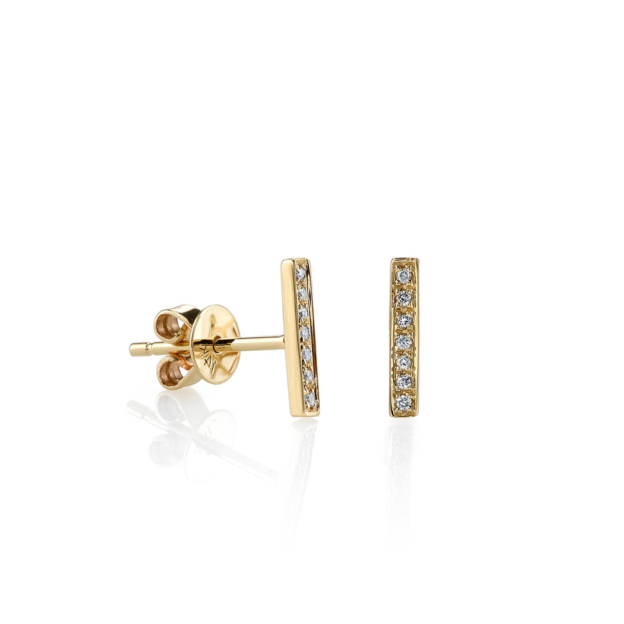 Gold & Diamond Small Bar Stud - Sydney Evan Fine Jewelry