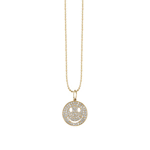 Gold & Diamond Medium Happy Face Charm - Sydney Evan Fine Jewelry