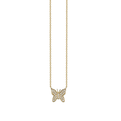 Gold & Diamond Mini Butterfly Necklace