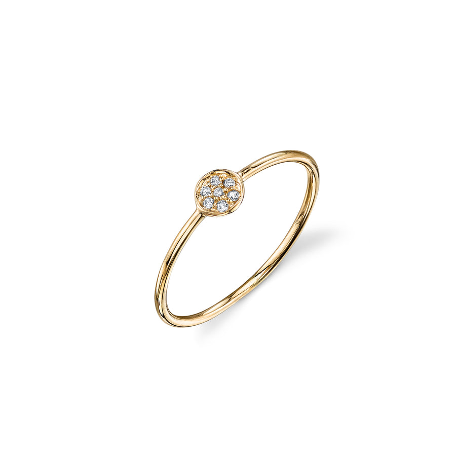 Gold & Pavé Diamond Tiny Disc Ring - Sydney Evan Fine Jewelry